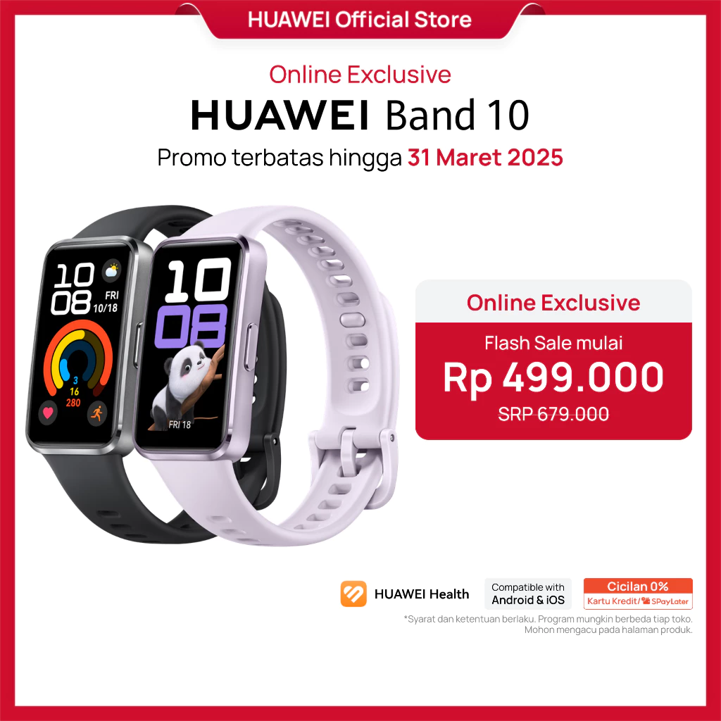 HUAWEI Band 10: Smartband Elegan dengan Fitur Kesehatan & Olahraga Pro-Level