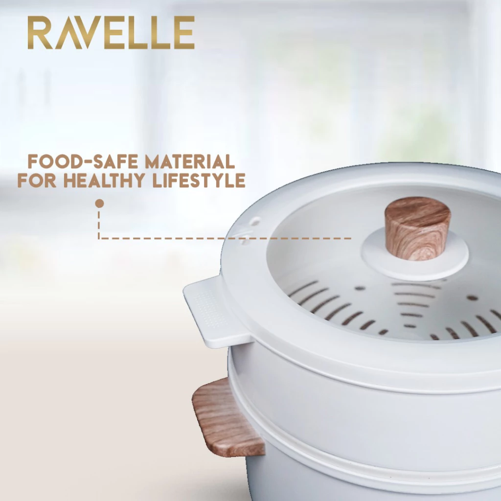 RAVELLE Multicooker Listrik 1.5 Liter – Panci Listrik Multifungsi Low Watt yang Praktis dan Aesthetic!